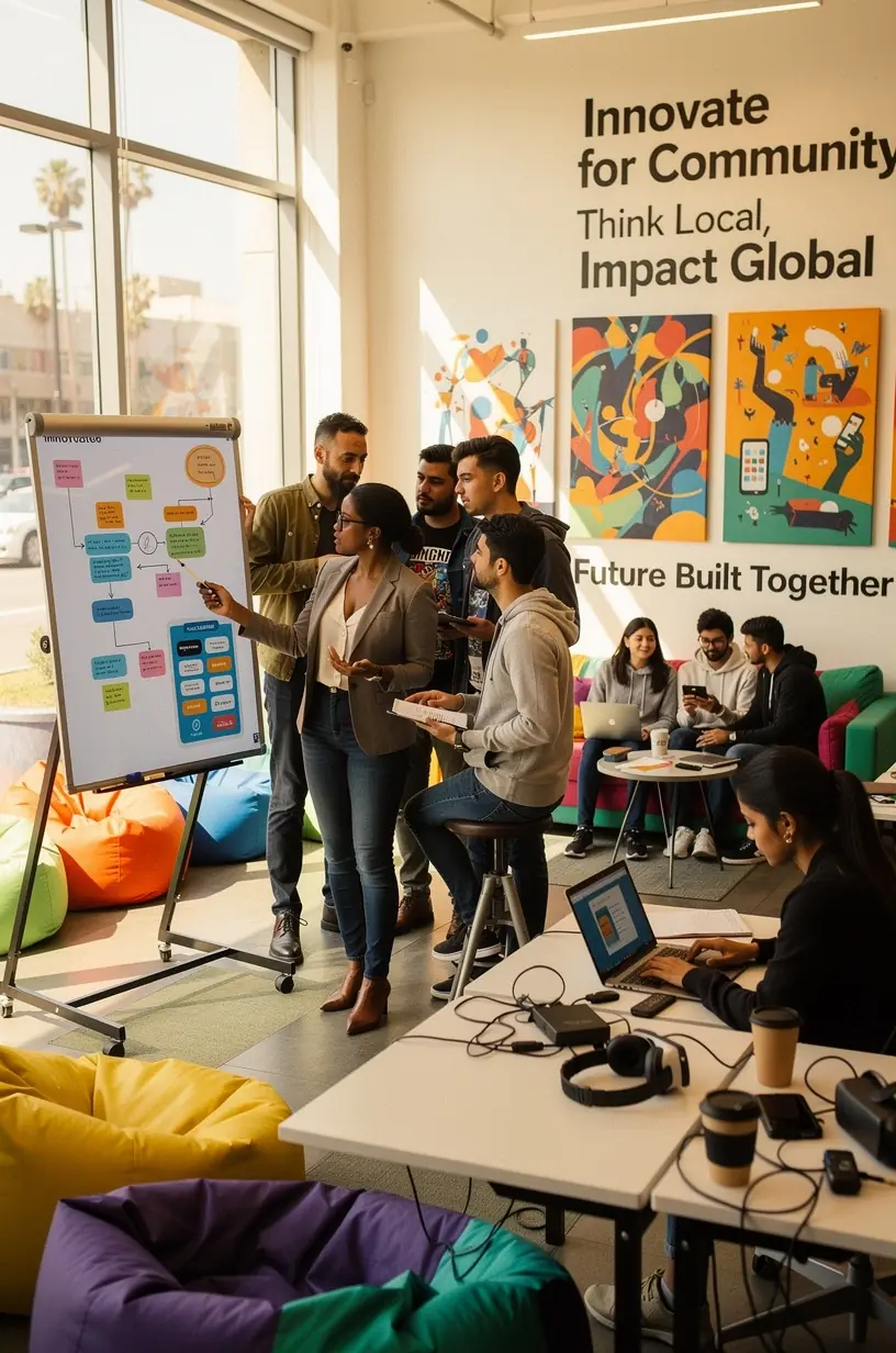 Workshop attendees learning how to use open-source software for neighborhood safety monitoring.